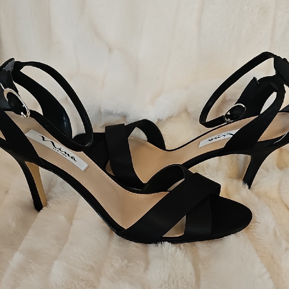 Nina Black Strappy Heels